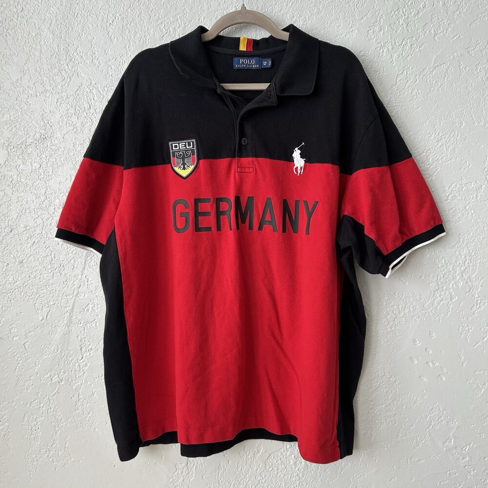 POLO Ralph Lauren Germany Rugby Style Shirt Men’s 2XB Big Tall Black Red